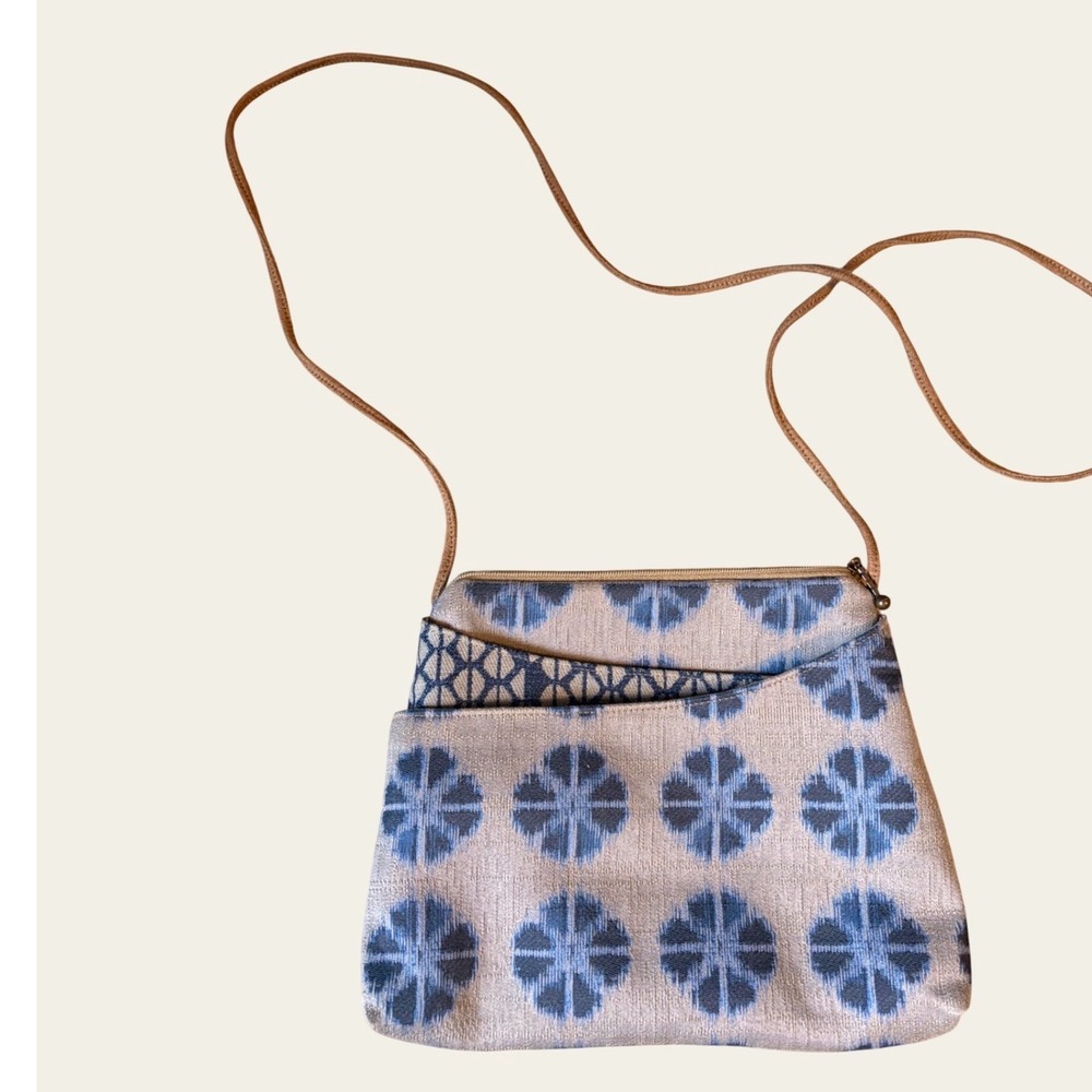 Maruca Design Blue Ikat Floral Woven Crossbody Bag‎ Handmade in Colorado